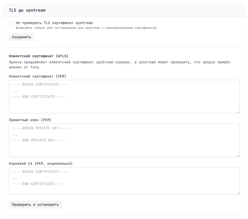 TLS до upstream