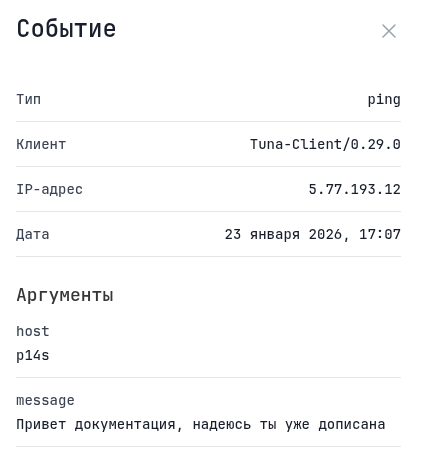 скриншот с сообщением в message